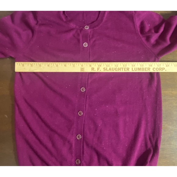 Nicole Miller Metallic Plum Berry Cardigan Sweater Size Small - Picture 10 of 14